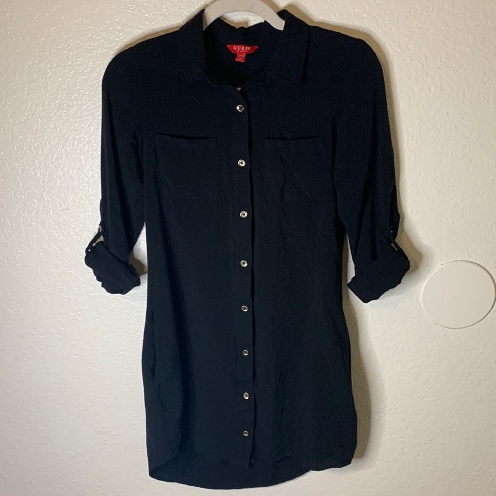 GUESS BLACK COLLARED TSHIRT DRESS